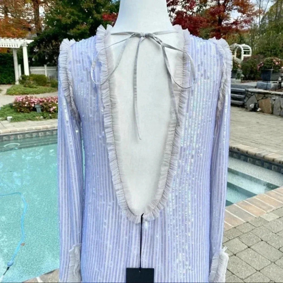 NWT BHLDN Needle & Thread Shimmer Long Sleeve Mini Dress - Picture 12 of 17